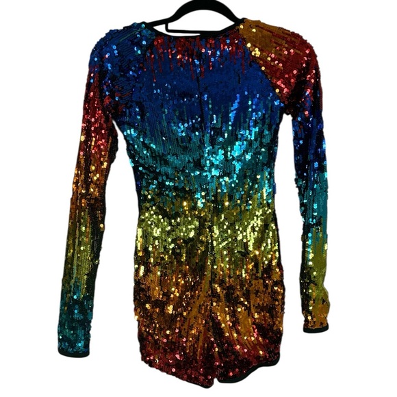 Weissman Rainbow Festival Party Disco Event Dance Sequin LGTBQ Costume Jumpsuit - Picture 4 of 12